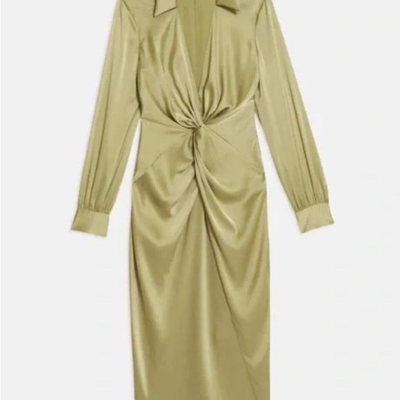 Theory Satin Twist Pale Lime Dress size 0 - Picture 6 of 6